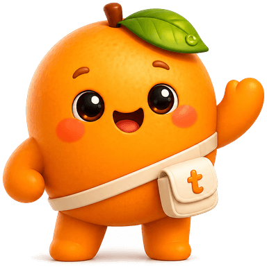 Tangy, the Tangeble mascot, waving hello
