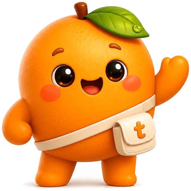 Tangy, the Tangeble mascot, waving